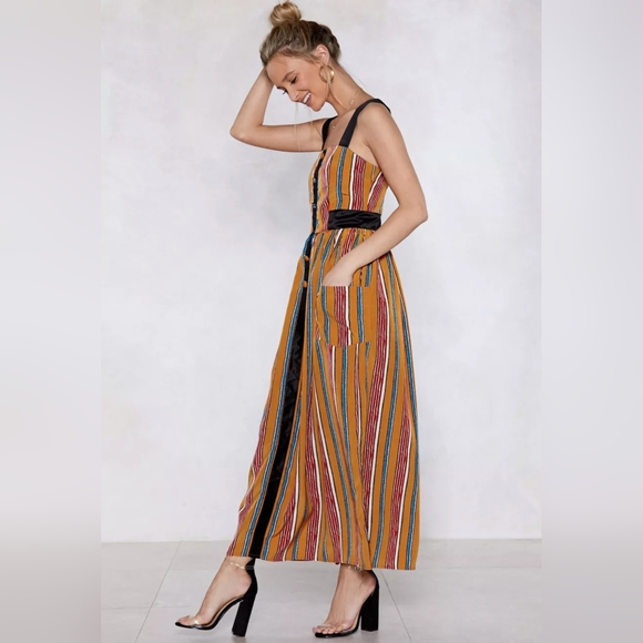 NASTY GAL Stripe On Cue Summer Resort Vacation Maxi Dress, Size US 4 - Picture 3 of 15